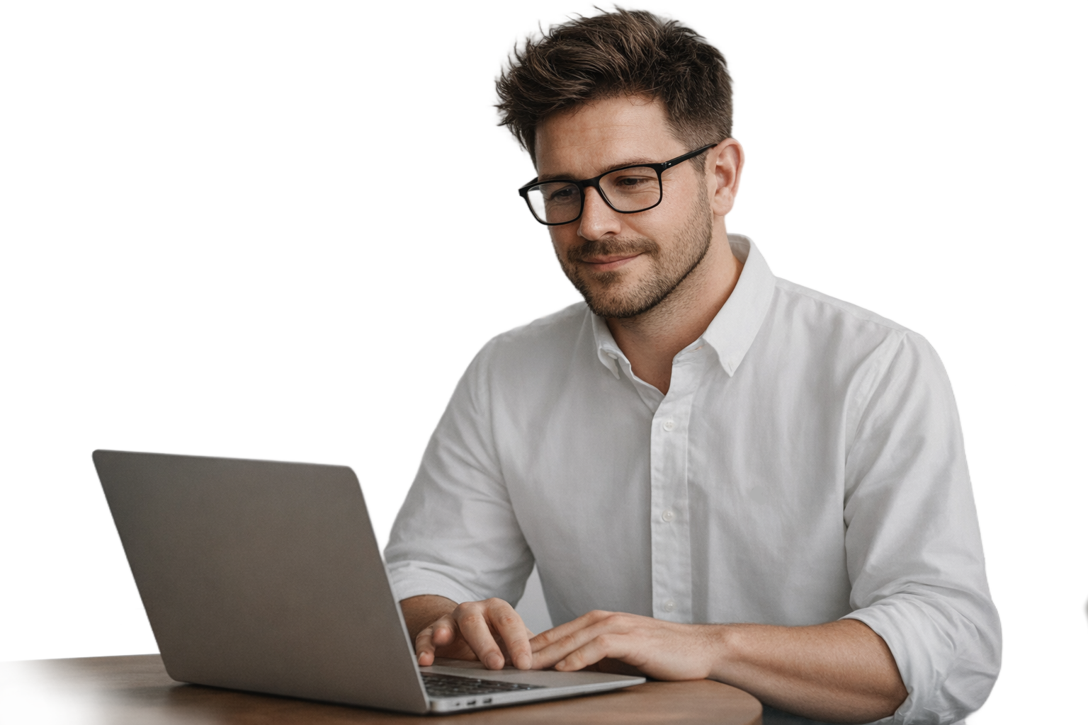 Krzysztof Olkowski working at a laptop